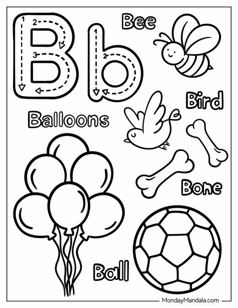 20 Letter B Coloring Pages (Free PDF Printables) Letter B Coloring Sheets For Preschool, The Letter B Worksheets, The Letter B Activities Preschool, Letter B Kindergarten Activities, Free Print Outs For Preschoolers, Preschool B Activities, Letter Play Dough Mats Free Printable, Letter B Coloring Sheet, Alphabet Coloring Book Free Printables