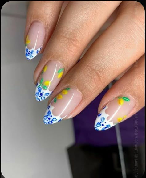 Transport yourself to the stunning Greek islands with these gorgeous blue and yellow nails! Inspired by the colors of the Aegean Sea and the bright Mediterranean sun, this nail art captures the essence of summer in Greece. Whether you're lounging by the beach or exploring picturesque streets, these vibrant nails are perfect for embracing the summer vibe. Pin now for your next Mediterranean-inspired mani! 🌊🌞🇬🇷  #GreekSummer #BlueAndYellowNails #MediterraneanInspired #SummerNailArt #ChicManicure #PinterestBeauty #GreekIslands #NailInspiration #VibrantNails #SummerVibes #GlamNails Veuve Clicquot Inspired Nails, Positano Nails, Italian Nails Designs Italy, Italian Inspired Nails, European Nails Trends, Amalfi Coast Nails, Italian Summer Nails, Italy Nails Design, Italy Inspired Nails