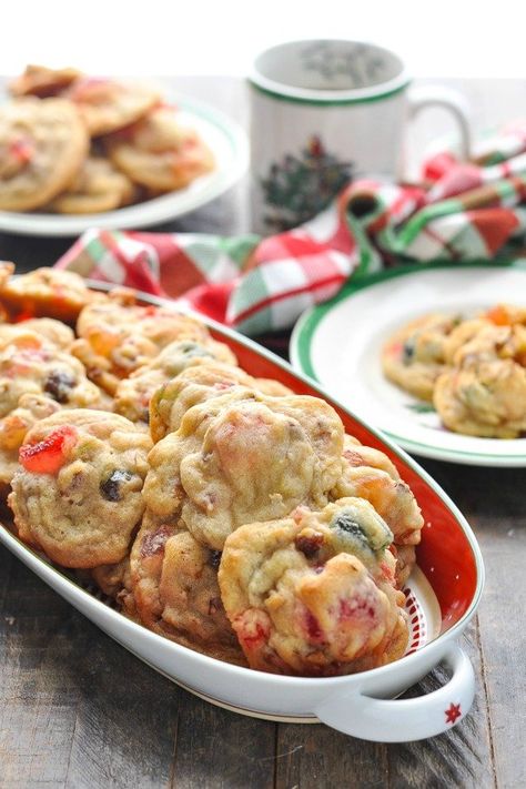 These easy Fruitcake Cookies are a beautiful, festive addition to your holiday dessert tray. Christmas Cookies Recipes Easy | Christmas Ideas | Fruitcake Recipes Christmas Fruit Drop Cookies, Fruit Cake Muffins Recipe, Fruitcake Cookie Bars, Fruit Cake Cookies Recipe Simple, Christmas Fruit Cookies, Fruit Cake Cookies Easy, Easy Fruit Cake Cookies Recipe, Fruitcake Cookies Recipe Candied Fruit, Fruit Cookies Recipes