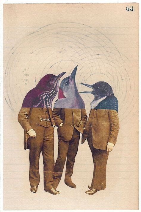 This is a funny design. I love the matching suits as well as the similar dolphin heads. shows we are all really just he same no matter what we do or wear. Kindof ironic in a way Art Du Collage, Art 2023, Collage Kunst, Collage Inspiration, Collage Painting, Surreal Collage, Surreal Photos, Art Et Illustration, Assemblage Art