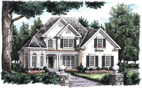 European House Plan - 3 Bedrooms, 2 Bath, 2551 Sq Ft Plan 85-500 Rowhome Exterior, Coventry Homes, Frank Betz, Mediterranean Exterior, Mediterranean House Plan, American House Plans, Mediterranean Style House Plans, Elevation Plan, Mediterranean House Plans