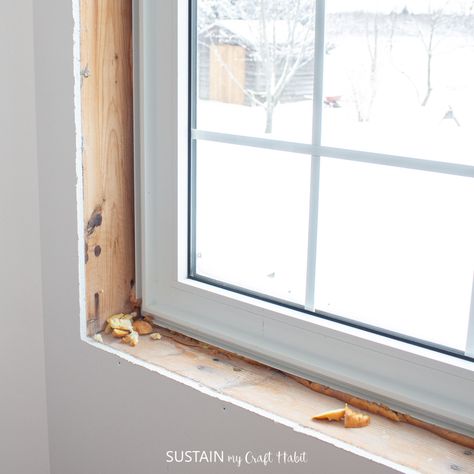 Finishing Window Trim, How To Add Trim To Windows, Window Finishing Trim, Framing Basement Windows, How To Case Windows, Casement Window Trim Ideas Interior, How To Finish A Window Frame, How To Trim A Window Inside, How To Do Window Trim