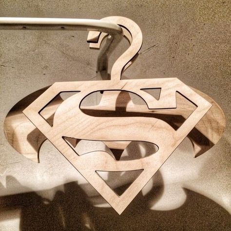 Kids Bedroom Accessories, Superman Kids, Tie Hanger, Kids Hangers, Router Cnc, Laser Cut Wood Crafts, Laser Engraved Ideas, Cdr File, Cnc Wood