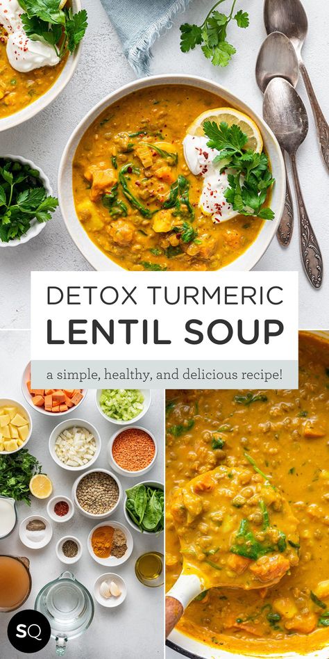 Turmeric Soup Vegan, Anti Inflammation Diet Recipes Vegan, Lowfat Soup Recipes Healthy, Soup For Liver Health, Vegan Quinoa Soup, Whole Foods Soup Recipes, Healthy Soup Vegan, Anti Inflammation Lentil Soup, Tumeric Soup Recipe