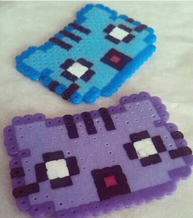 Vocaloid Perler Bead Patterns, Perler Bead Patterns No Black, Stitch Fuse Beads, Melted Bead Art, Skelanimals Perler Beads, Purple Perler Beads, Scene Perler Bead Patterns, Mcr Perler Beads, Kandi Perler Pattern