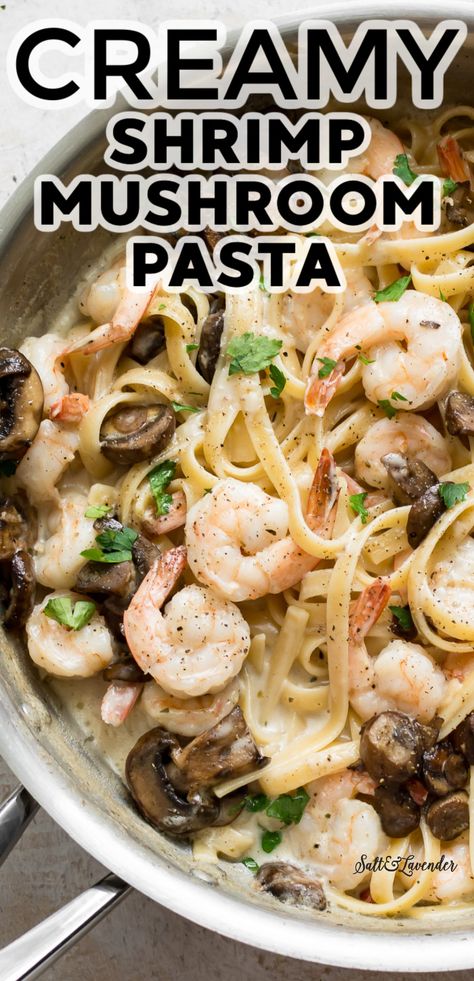 Pasta Recipe With Mushrooms, Creamy Shrimp And Mushroom Pasta Recipes, Shrimp Pasta Heavy Cream, Creamy Shrimp Pasta With Mushrooms, Shrimp Pasta With Mushrooms, Shrimp Broccoli Mushroom Pasta, Shrimp Asparagus Mushroom Pasta, Bow Tie Pasta With Shrimp, Pasta With Shrimp And Mushrooms