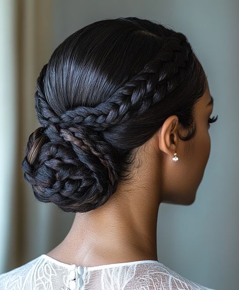 🍂 Wedding Guest Braided Hairstyles Glamorous Braids Updo Hairstyle Bridal Hair Updo Black Women, Bridesmaids Hairstyles Updo, Wedding Updo Black Women, Hairstyles Glamorous, Hairstyles Updo Black Women, Bridal Bun Hairstyles, Updo Black Women, Bridesmaids Hairstyles, Braids Updo