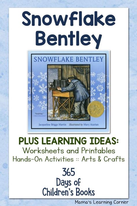 Snowflake Bentley Activities, Unit Study Ideas, Literature Unit Studies, Snowflake Bentley, Pie Graph, Learning Corner, Picture Graphs, Literature Activities, Five In A Row