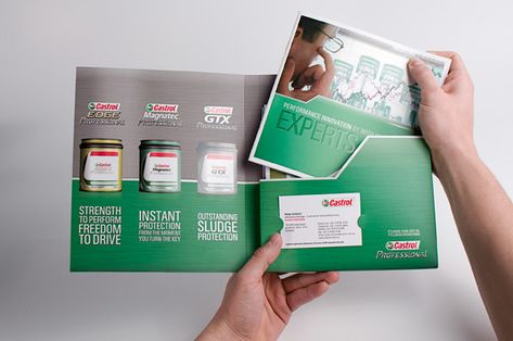 Castrol Professional Trade Presenter on Behance Fundraising Plan, Folder Design Inspiration, Folders Design, Pocket Folder Design, Marketing Folders, Presentation Folder Design, Presentation Folders, Sales Kit, Catalogue Design