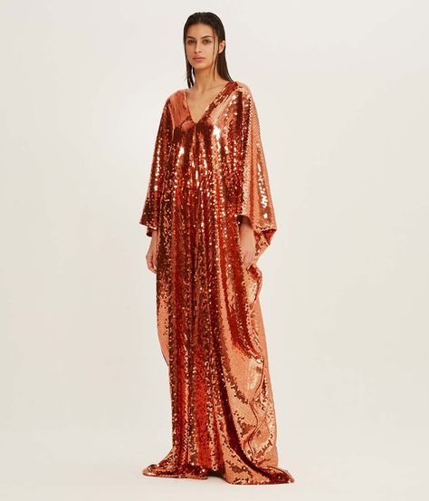 MY THERESA: TALLER MARMO Gala Disco sequined crêpe kaftan… Taller Marmo, Sequin, Fabric, Gold