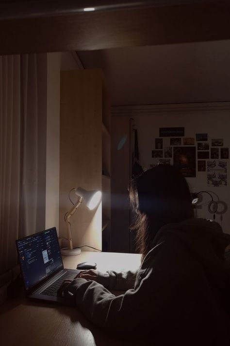 university student studying on her laptop. coding in her room during the night Studying Computer Aesthetic, On The Computer Aesthetic, Computer Athestic, Writing Novel Aesthetic Laptop, Night Computer Aesthetic, Anonymous Girl Aesthetic, Computer Studies Aesthetic, Python Code Aesthetic, Laptop Studying Aesthetic