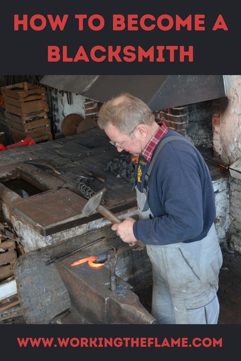 Guide to starting a career as a blacksmith, equipment required for the job, education paths, average salary, and more. Workshop Interior, Forging Ideas, Blacksmith Workshop, Hydro Energy, Black Smithing, Black Smith, Blacksmith Forge, Vocational School, Blacksmith Tools