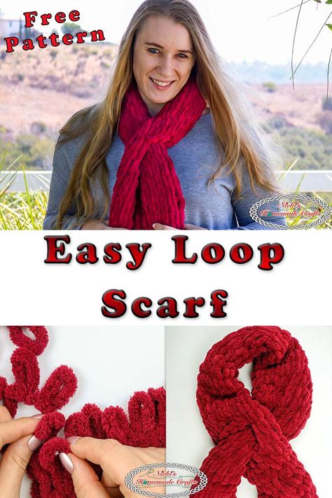 Learn how to knit/ crochet the Easy Loop Scarf with your hands with this free knitting/ crochet pattern plus video tutorial. Loop Yarn Projects, Finger Looping, Loop Blanket, Loop Scarf Pattern, Finger Knitting Projects, Loopy Yarn, Finger Knit, Crochet Scarf Easy, Finger Crochet