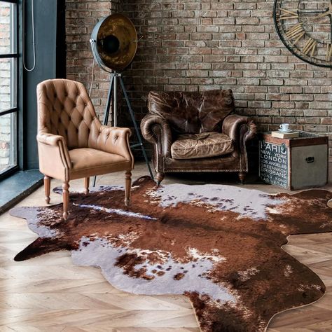 Rustic Western Home Decor, Cow Print Area Rug, Carpets For Bedroom, Animal Print Carpet, Cow Print Rug, Animal Skin Rug, Faux Cowhide Rug, Rug Cute, Faux Cowhide