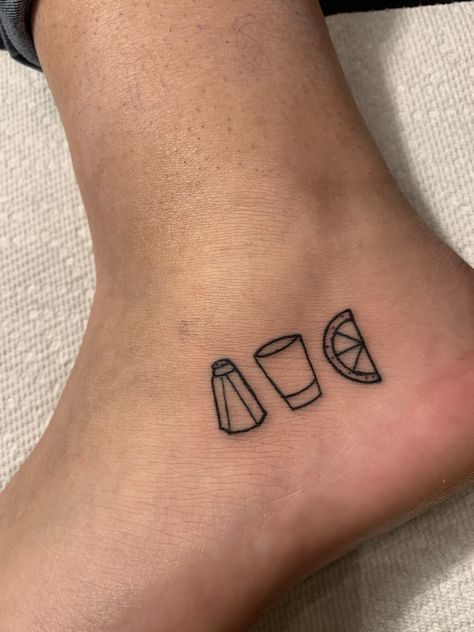 Best Friend Tattoos Desert, Best Friend Drink Tattoos, Tiny Alcohol Tattoos, Drink Matching Tattoos, Rum And Coke Tattoo, Domino Tattoo Ideas Small, Tequila Tattoo Friends, Small Alcohol Tattoo, Taco And Margarita Tattoo