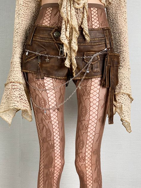 This price is for a pair of tights only, others are not included. Early Punk Fashion, Modern Steampunk Aesthetic, Types Of Punk, Brown Tights Outfit, Brown Clothes Aesthetic, Fashionista Aesthetic, Cool Tights, Short Hair Inspiration, Trendy Short Hairstyles