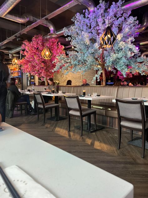 #sushi #food #restaurant #blossomtrees #restaurantdesign #allyoucaneat #sushirestaurant #foodie Japan Sushi Restaurant Aesthetic, Sushi Restaurant Aesthetic, Marni Mann, Sushi Bar Design, Sushi Store, Blue Sakura, Sushi Aesthetic, Sushi Restaurant, Restaurant Ideas