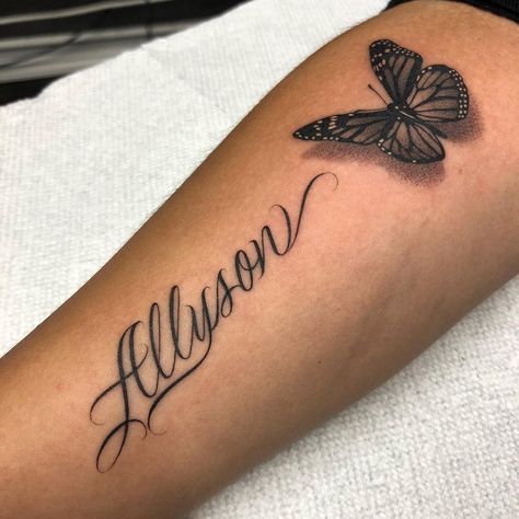 DEPOSITS REQUIRED’s Instagram post: “ALLYSON . . Pretty lil name from a lil while back 🦋 thank you Daisy for the trust and good laughs it was good meeting🙏��🏼 Now booking for…” Now Booking, Name Tattoo, Infinity Tattoo, Fish Tattoos, Jesus Fish Tattoo, Daisy, Thank You, Good Things, Tattoos