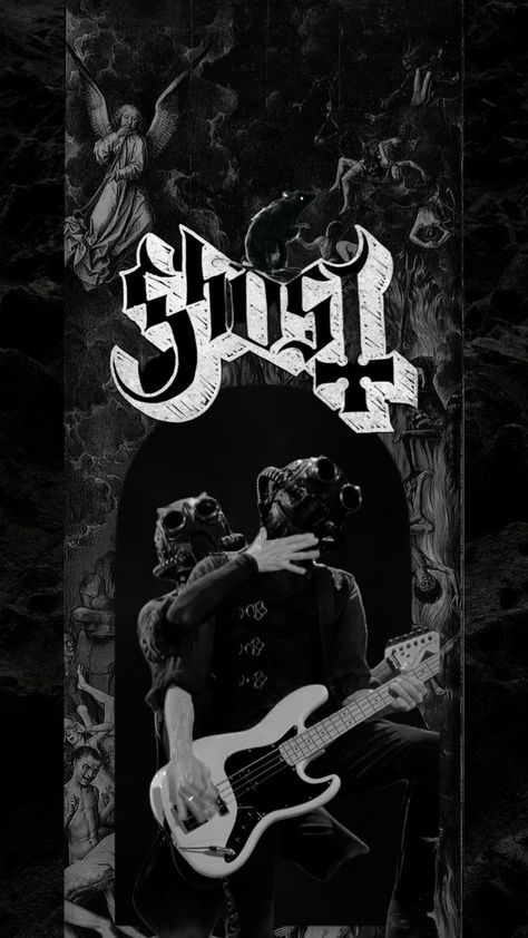 Ghost Band Design, Ghost Band Wallpaper Iphone Aesthetic, Ghost Band Background, Ghost Band Aesthetic, Ghost Band Wallpaper, Ghost Background, Ghost Wallpapers, Ghost Metal Band, Aesthetic Ghost