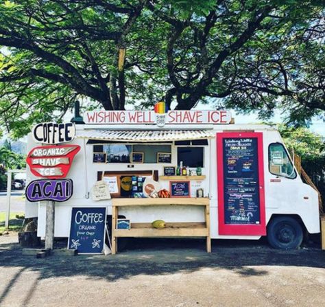 kauai shave ice wishing well Yes We Are Open, Foodtrucks Ideas, Hawaiian Snacks, Snow Cone Stand, Ice Truck, Shave Ice, Food Truck Design, Snow Cones, Ice Ice Baby