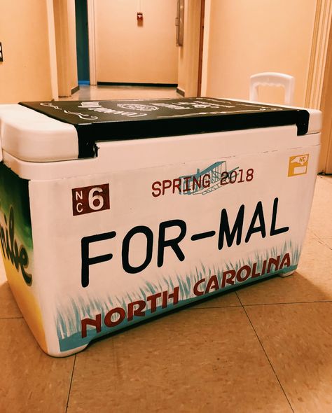 Frat Formal Coolers Mountains, Lake Formal Cooler, Mountain Weekend Cooler Ideas, Frat Cooler Miller Lite, Painted Coolers For Guys Formal, Savannah Georgia Frat Cooler, Beach Formal Cooler, Sae Cooler Ideas, Frat Cooler License Plate