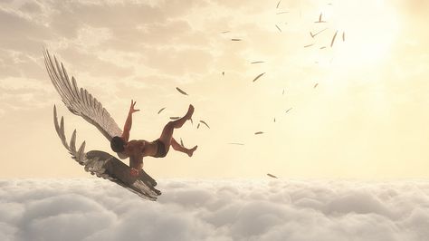 Icarus sean michaelson Icarus Wallpaper Pc, Icarus Falling Art, Icarus Falling Painting, Icarus Art Greek Mythology, Icarus Falling Wallpaper, Dedalus And Icarus, Icarus Pfp, Icarus Falls Aesthetic, Icarus Painting