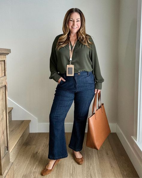 therecruitermom's LOFT Collection on LTK Autumn Teacher Outfits, Blouse Outfit Work, Casual Teacher Outfit, Recruiter Mom, Conference Outfit, Fall Business Casual Outfits, Mom Time, Straight Jeans Outfit, Jeans Outfit For Work