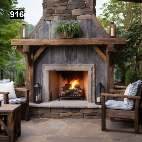 Please do not purchase a Mantel without first filling out the Quote Form and receiving a quote from us. Quote Form: https://form.jotform.com/240524957086059 Elevate your outdoor living space with our Reclaimed Wood Beam Fireplace Mantels for Outdoors, crafted with the same exquisite attention to detail as our indoor mantels but specially treated for outdoor use. Made from high-quality reclaimed pine wood beams, each mantel exudes rustic charm and timeless elegance, bringing warmth and character Rustic Metal Fireplace, Outdoor Fireplace With Water Feature, Free Standing Outdoor Fireplace, Small Outdoor Fireplace Ideas, Farmhouse Fireplace Ideas Rustic, Outdoor Fireplace Mantel, Simple Outdoor Fireplace, Outdoor Fire Places, Outdoor Fireplaces Ideas