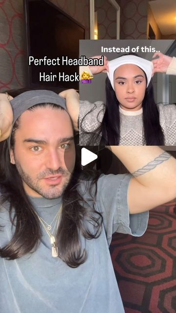 Matt Newman on Instagram: "@cynthiadhimdishair I NEEDED THIS SO BAD 🙌 #headband #hairhacks #hairstyles #hairoftheday #hairtutorial 🙌 do u wear headbands ?!" Black Hairband Outfit, Bun And Headband Hairstyle, Old Money Headband Hairstyles, Headband Hairstyles Medium Hair, Headband Bob Hairstyle, Wrap Headband Hairstyles, Stretchy Headband Hairstyles, Nurse Headband Hairstyles, Head Band Hairstyles Short Hair