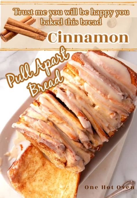 Bake this easy homemade Cinnamon Sugar Pull-Apart Bread for a fun twist on cinnamon rolls. This recipe makes a simple bread dough that is covered in cinnamon and sugar, sliced and stacked, then baked golden brown. Pull-apart the bread slices for a delicious treat for breakfast or even a dessert. Pull Apart Cinnamon Bread, Cinnamon Sugar Pull Apart Bread, Breakfast Cravings, Cinnamon Pull Apart, Cinnamon Pull Apart Bread, Pull Aparts, Bread Quick, Hunger Pangs, Homemade Breads