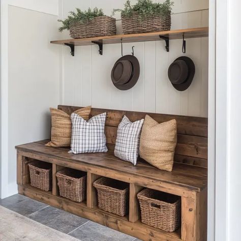 Creating a custom mudroom bench with storage is an excellent way to enhance your home’s entryway. A well-designed bench provides a place to sit while putting on shoes and offers ... Read more Diy Storage Bench Entryway, Diy Entrance Bench With Storage, Bench Shoe Storage Entryway, Hallway Seating Storage, Bench With Shoe Storage Entryway, Diy Shoe Bench Storage, Diy Bench Mudroom, Entry Way Bench And Storage, Diy Hallway Bench