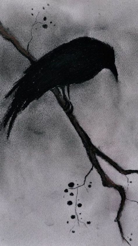 Raven Drawing, Crows Drawing, Gothic Drawings, Creepy Drawings, Drawing Charcoal, Psy Art, Raven Art, Charcoal Art, Dark Art Drawings