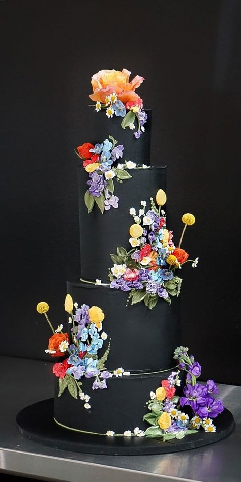 wedding cake Archives - Page 7 of 212 - Fabmood | Wedding Colors, Wedding Themes, Wedding color palettes Dark Themed Wedding Cake, Moody Cake Wedding, Wedding Cake With Dark Flowers, Moody Wedding Cakes, Dark Moody Wedding Cake, Romantic Moody Wedding, Moody Wedding Cake, Wedding Cakes Black, Unconventional Wedding Cake