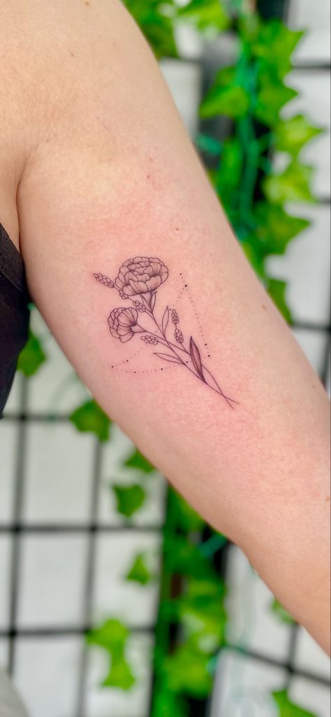 Capricorn Birth Flower, Capricorn Flower Tattoo, January Flower Tattoo, January Tattoo, January Birth Flower Tattoo, Capricorn Constellation Tattoo, Carnation Flower Tattoo, Peony Flower Tattoos, Sister Tat