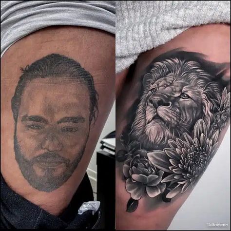 75+ Best Cover Up Tattoo Designs And Ideas For Men & Women Portrait Cover Up Tattoo, Cover Up Tattoo Ideas, Up Tattoo Ideas, Dark Roses Tattoo, Cover Up Tattoos For Men, Cover Up Tattoos For Women, Horrible Tattoos, Best Cover Up Tattoos, Tattoo Artists Near Me