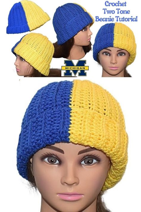 How to Crochet a Two Tone Hat Tutorial #crochet #crochethat #crochethats #crochetbeanie #crochethatpattern #crochetpattern Hat Crochet Tutorial, Two Tone Beanie, Beanie Hat Crochet, Easy Crochet Hat, Crocheted Hats, Hat Tutorial, Easy Crochet Patterns Free, Crochet Beanie Hat, Crochet Beanie Pattern