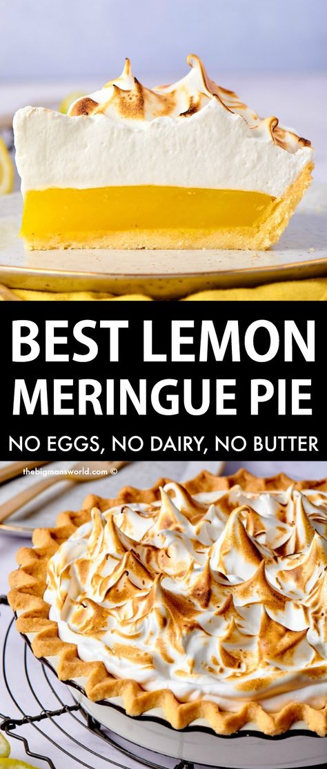 Egg Free Meringue, Healthy Lemon Meringue Pie, Vegan Lemon Pie Filling, Gf Lemon Meringue Pie, Vegan Meringue Pie, Eggless Meringue Recipe, Aquafaba Recipes Vegan, Lemon Curd Meringue Pie, The Best Lemon Meringue Pie