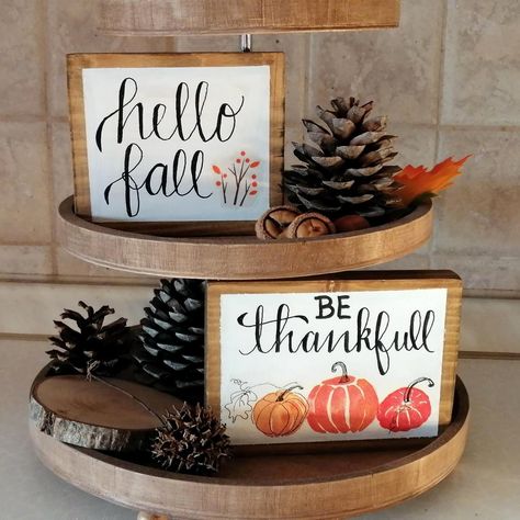 Autumn Wood Sign. Farmhouse Mini Sign for Tiered Tray and Shelves. Coffee bar, Kitchen Fall Decor. Rustic Thanksgiving Pumpkins Decor. Coffee Bar Kitchen, Pumpkins Decor, Thanksgiving Pumpkins, Thanksgiving Sign, Rustic Thanksgiving, Thanksgiving Signs, Fall Kitchen Decor, Bar Kitchen, Stenciling