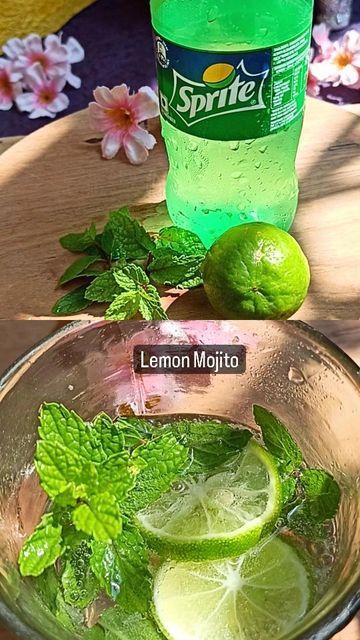 Sprite Mojito Recipe, Easy Mojito Recipe With Sprite, Mocktail Recipe With Sprite, Sprite Drink Ideas, How To Make Mojito, Sprite Mojito, Virgin Mojito Recipe With Sprite, Sprite Mocktail Recipe, Mojito Recipe With Sprite