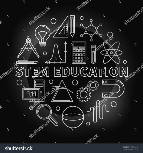 Stem Symbols, Donor Signage, Education Vector, Stem Design, Stem Education, Mandala Design Art, Science Technology, Dark Background, Logo Ideas