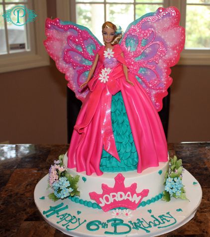 Custom Birthday Cake. Barbie Butterfly Princess cake.   Palermo's Bakery creates custom cakes, wedding cakes, birthday cakes, graduation cakes, cake pops, cupcakes, cookies, custom dessert tables and serves the New Jersey/New York Area Barbie Fairy Cake, Barbie Torte, Poker Cake, Barbie Doll Cake, Fairy Birthday Cake, Elsa Birthday Party, Party Sleepover, Barbie Fairy, Barbie Doll Cakes