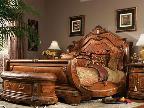 traditional bedroom furniture Wayfair Bedroom, Wood Sleigh Bed, Traditional Bedroom Furniture, Sleigh Bedroom Set, Michael Amini, Sleigh Bed, King Bedroom Sets, Sleigh Beds, Traditional Bedroom