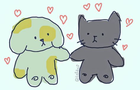 Golden Retriever And Cat Aesthetic, Black Cat With Golden Retriever, Golden Retriever Boyfriend Drawing, Black Cat And Golden Retriever Drawing, Golden Retriever And Black Cat Pfp, Black Cat And Golden Retriever Matching Pfp, Cute Relationship Doodles, Black Cat Gf And Golden Retriever Bf, Golden Retriever Bf And Black Cat Bf