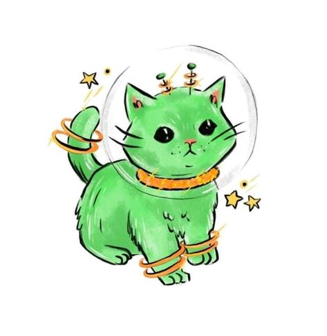 Cute Alien, Minimalist Tattoos, Space Cat, Art Cute, Funky Art, Cute Doodles, Cute Tattoos, Doodle Art, Cat Art