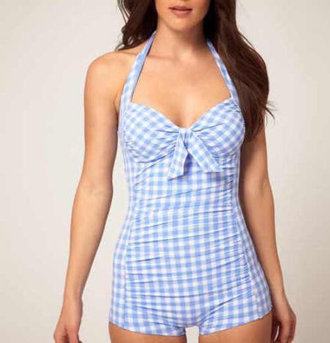 ahhh beyond love this bathing suit, its modest but freaking adorable Retro Bathing Suits, Retro Swimwear, Modest Swimsuits, Swimwear For Women, Vintage Swimsuits, Cute Bathing Suits, Cute Swimsuits, One Piece Suit, Pullover Shirt