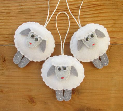 Felt Sheep Ornaments, Christmas tree decorations, Home Decor, Xmas felt ornaments, Symbol of 2015 Sheep Ornaments, Felt Sheep, Easter Tree Ornaments, Sheep Crafts, Felt Christmas Decorations, Ornaments Christmas Tree, Sheep And Lamb, Christmas Felt, Felt Birds