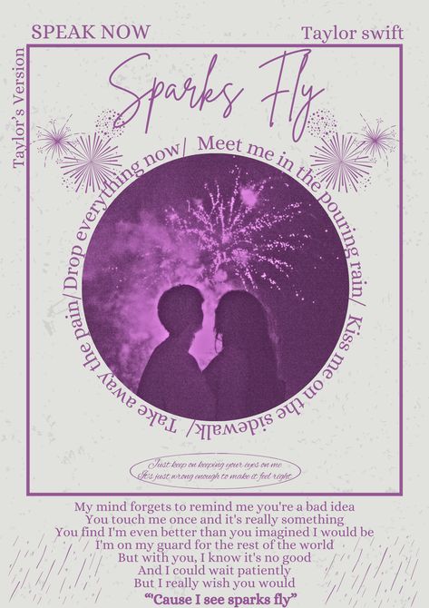 Sparks Fly- poster- Taylor swift- speak now- Taylor’s version- speak now Taylor’s version - dorm poster- decoration #taylor #taylorswift #taylorsversion #speaknow #speaknowtaylorsversion Taylor Swift Speak Now Decorations, Speak Now Tv Receipt, Speak Now Poster Aesthetic, Sparks Fly Wallpaper, Taylor Swift Sparks Fly, Fangirl Posters, Sparks Fly Taylor Swift, Swiftie Core, Taylor Wallpaper