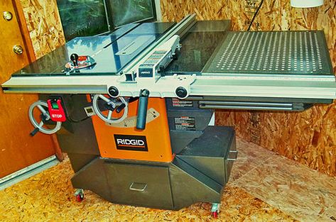 Decked Out Ridgid Model R4511 Table Saw #12: The Unveiling -- Before and After - by Paul Stoops @ LumberJocks.com ~ woodworking community Rigid Tools, Ridgid Table Saw, Table Saw Extension, Wrench Storage, Shop Tables, Work Shops, Best Circular Saw, Table Saw Stand, Garage Workshop Organization