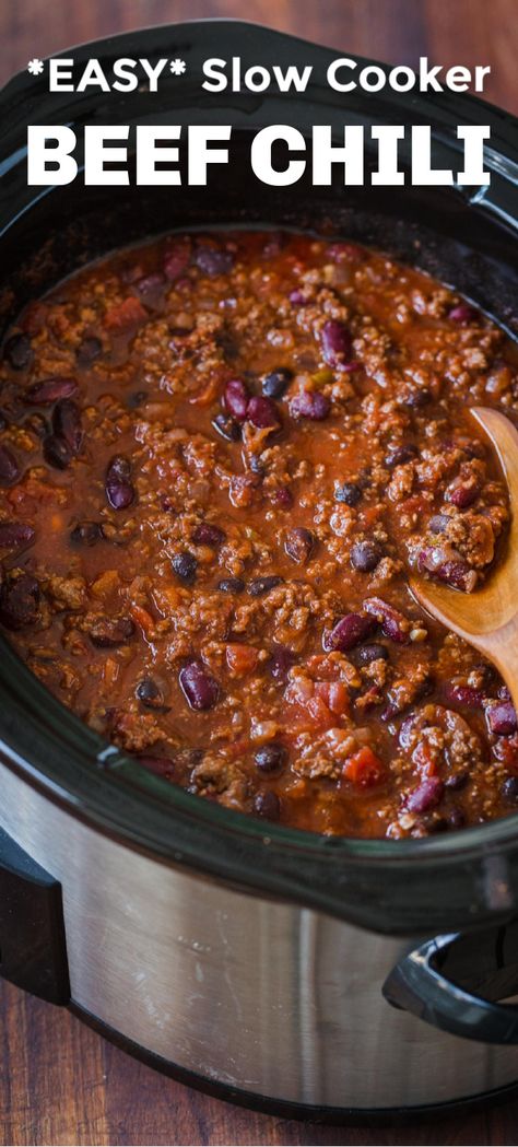 Homemade Chili Beans Recipe Crock Pot, Easy Homemade Chili Crockpot, Easy Crock Pot Chili Slow Cooker, Crockpot Recipe Chili, 3 Bean Crockpot Chili, Chili Recipe In Crockpot, Healthy Chili Recipe Crockpot Beef, Chili Bean Recipe Crockpot, Chili Recipe Crockpot Sweet