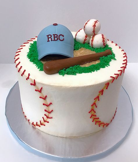 Baseball Cakes Ideas, Baseball Theme Cakes Boys, Baseball Buttercream Cake, Baseball Cakes For Men, Baseball Bday Cake, Buttercream Baseball Cake, Baseball Cake Birthday, Homemade Baseball Cake, Sandlot Cake Ideas